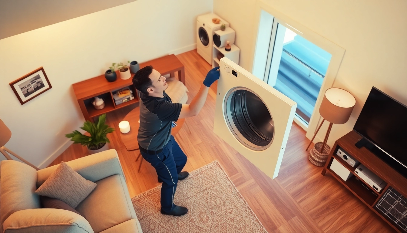 Professional performing dryer vent cleaning salt lake city services in a cozy home setting.