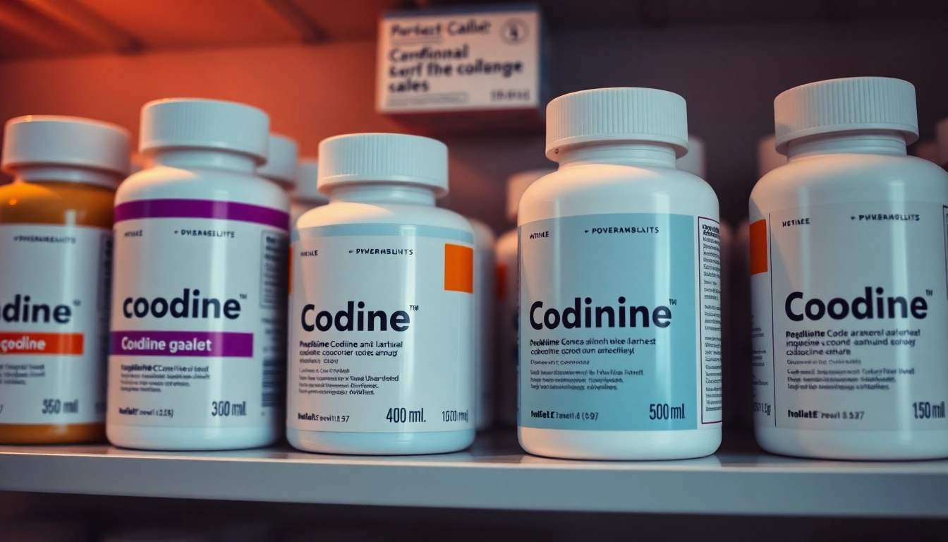 Buy Codeine Without Prescription from a well-organized pharmacy shelf showcasing pain relief medications.