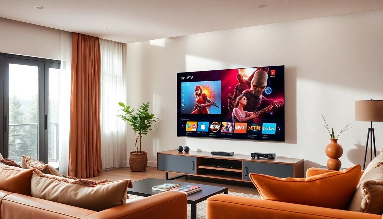 Experience seamless streaming with IPTV Suisse in a vibrant living room setup.