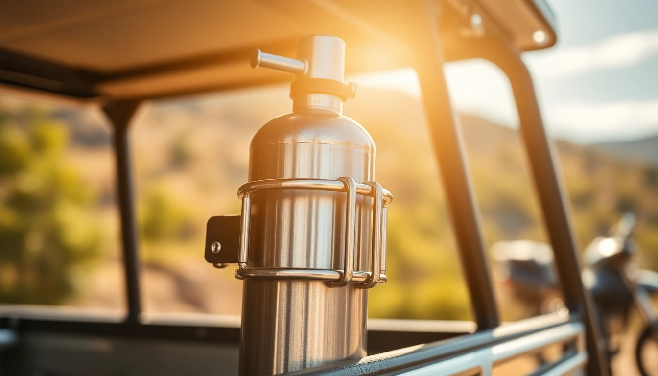 Securely mount a gas bottle holder on a vehicle while showcasing its robust design and stainless steel finish.