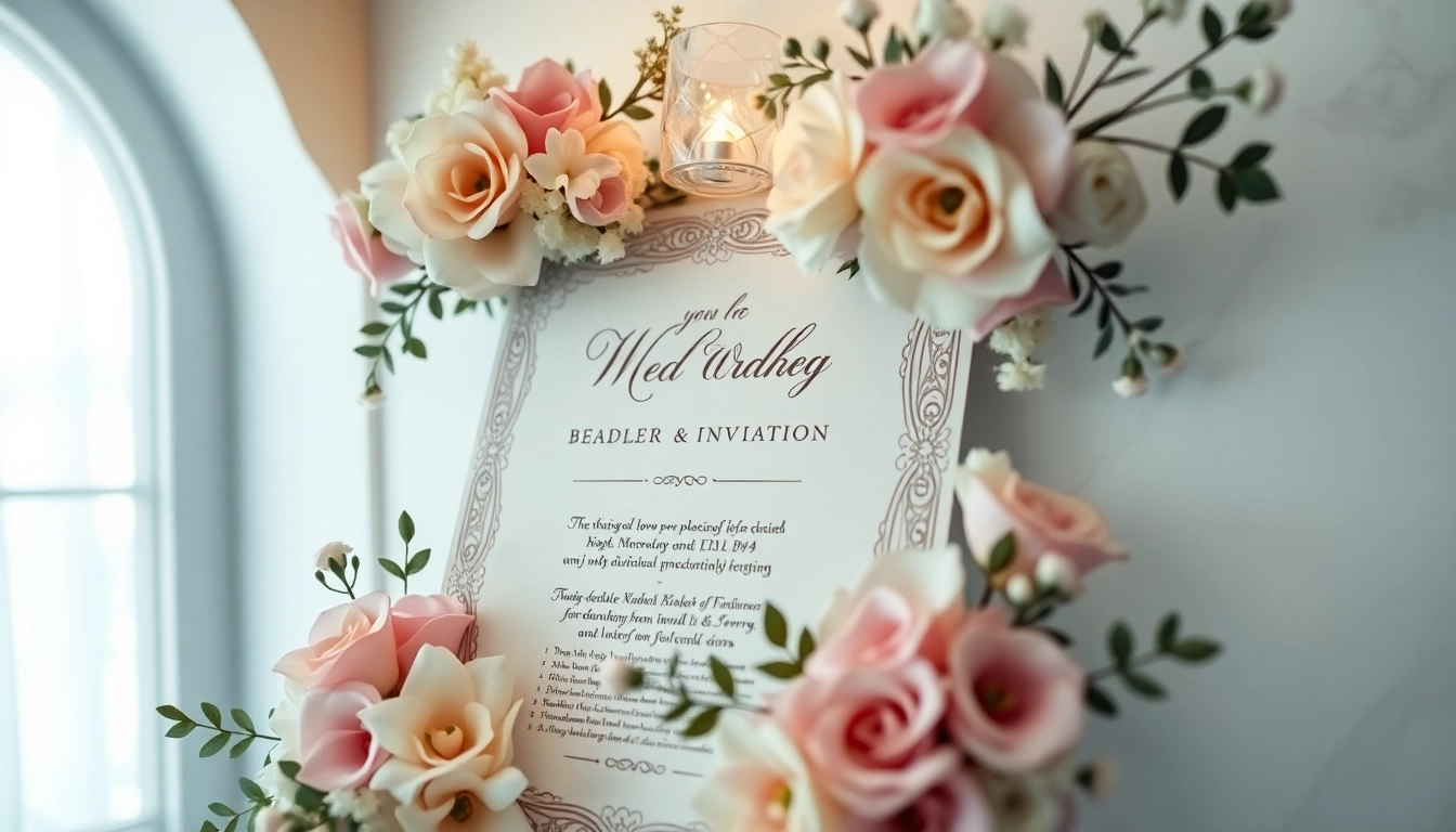 Create a stunning bryllups invitation featuring floral designs and soft pastels that capture the essence of love.