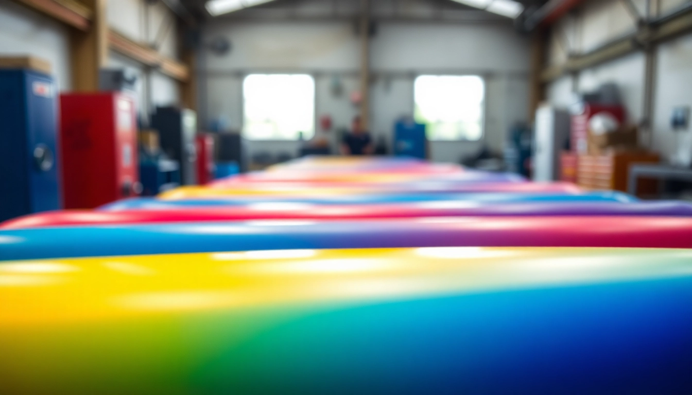 Powder coating Birmingham workshop featuring colorful, durable coatings being applied to metal surfaces.