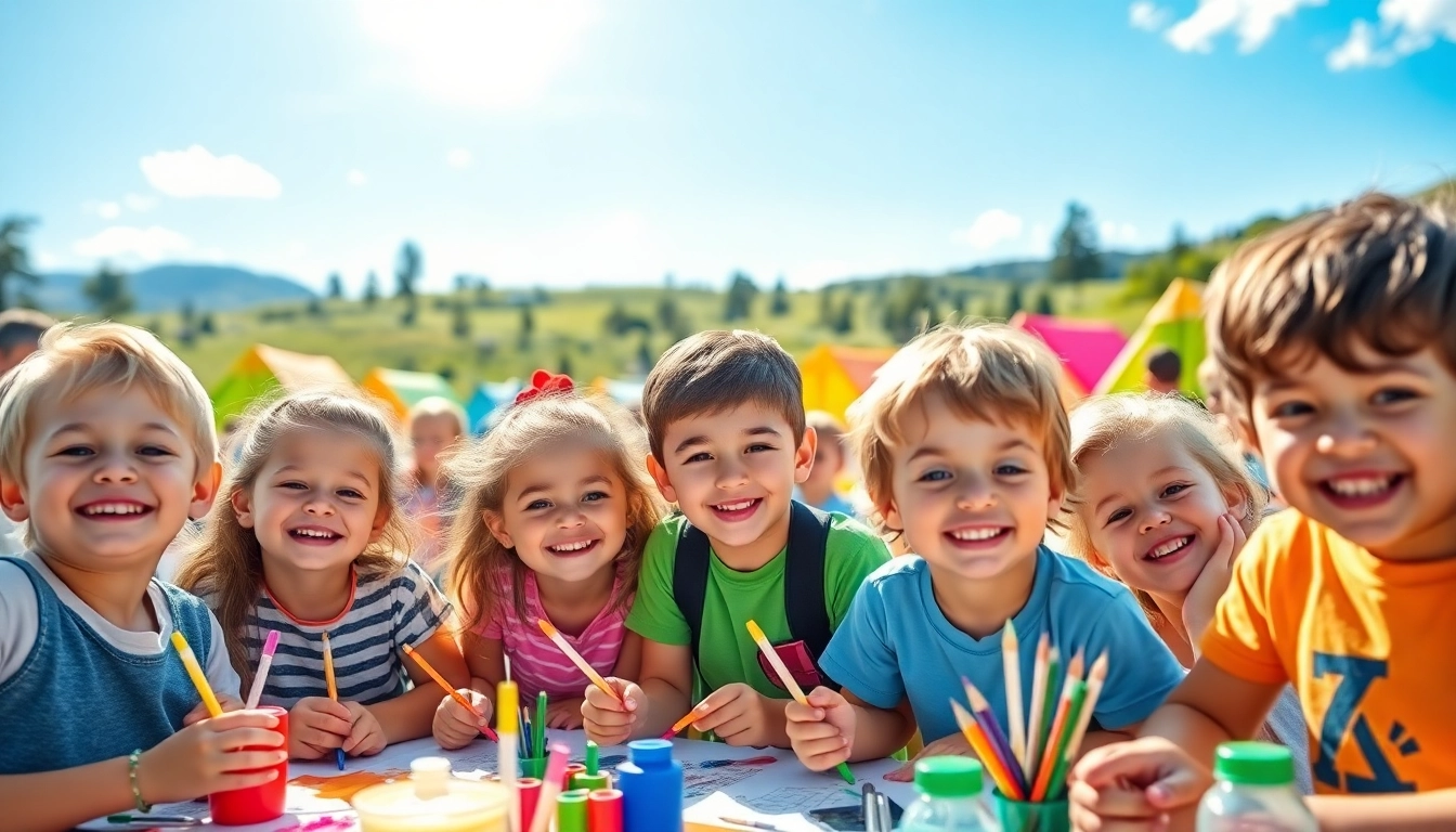 Kids actively participating in fun activities at holiday camps in a vibrant scene.