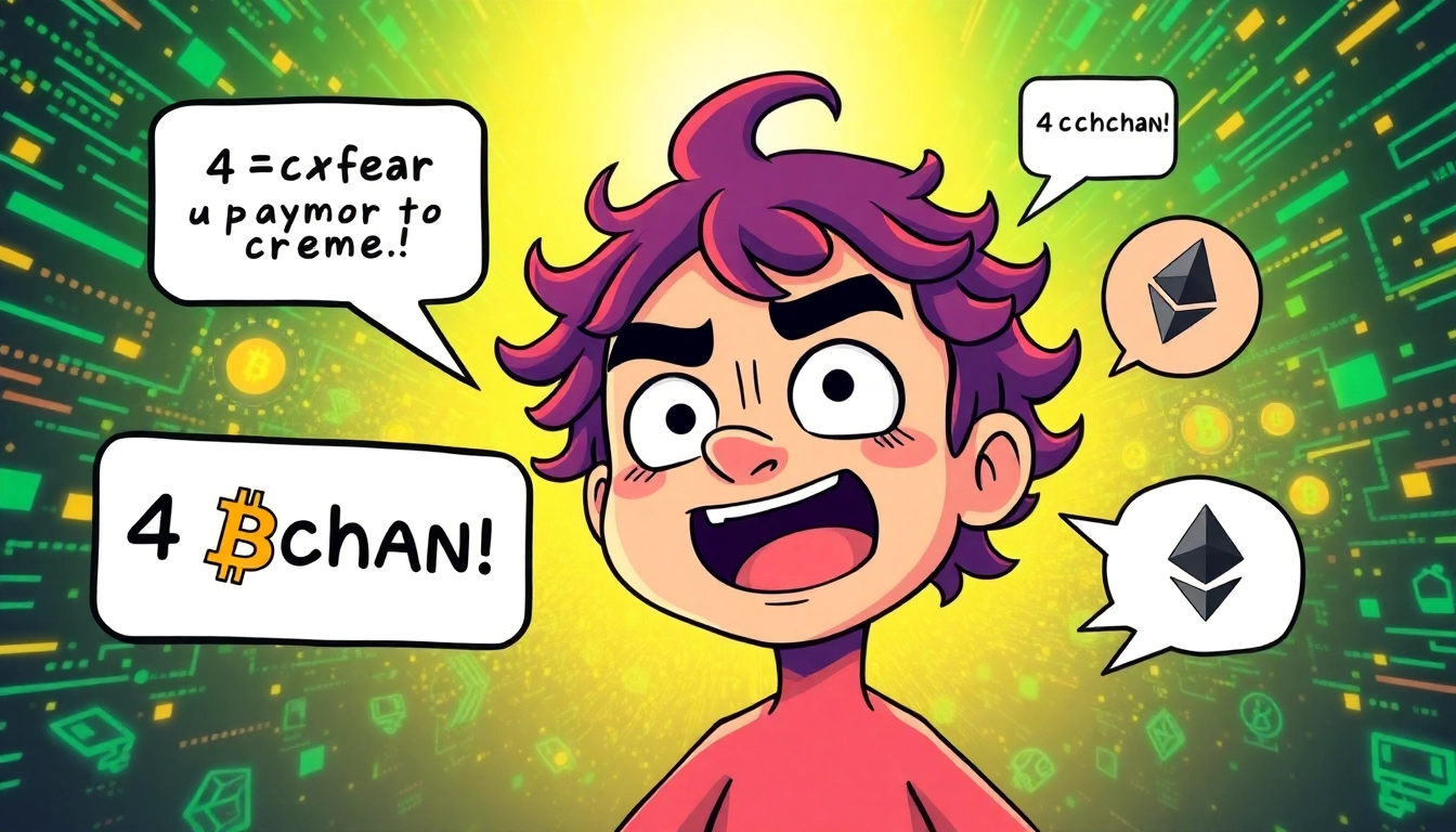 Create engaging crypto memes 4chan with humorous visuals in a vibrant digital landscape.