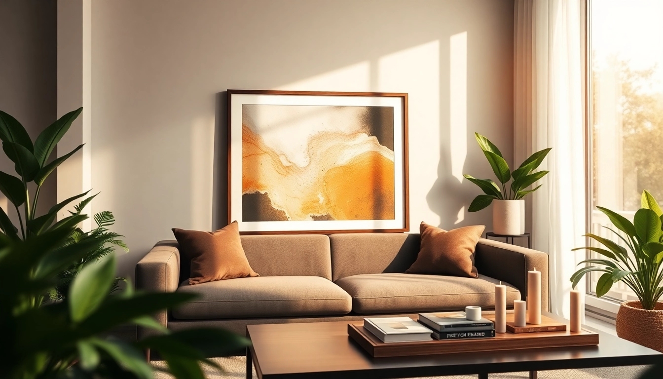 Enhance your decor with a 24x36 frame showcasing vibrant artwork in a stylish living room.