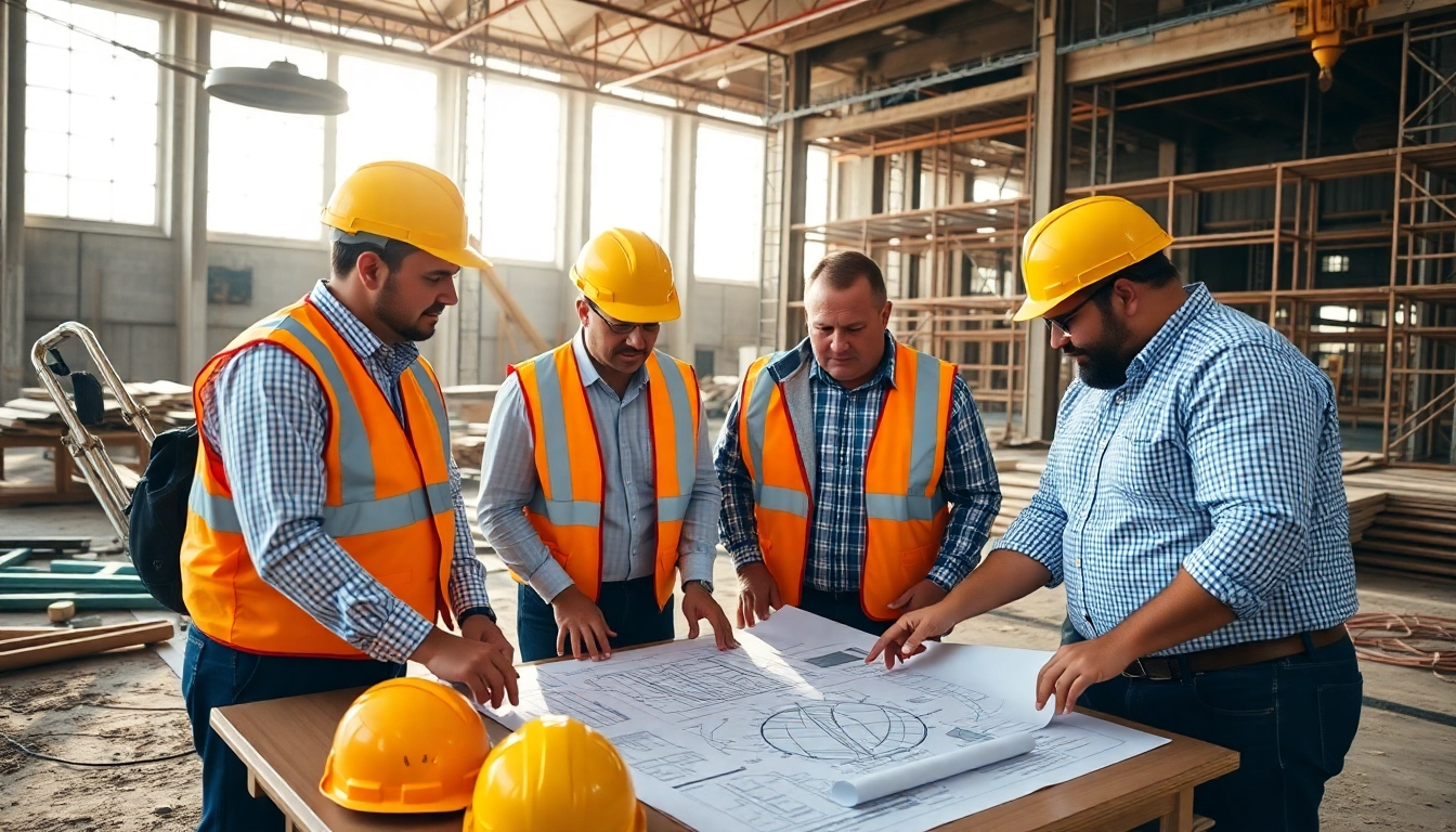 nvq level 6 construction site management answers displayed on blueprints during a construction meeting.