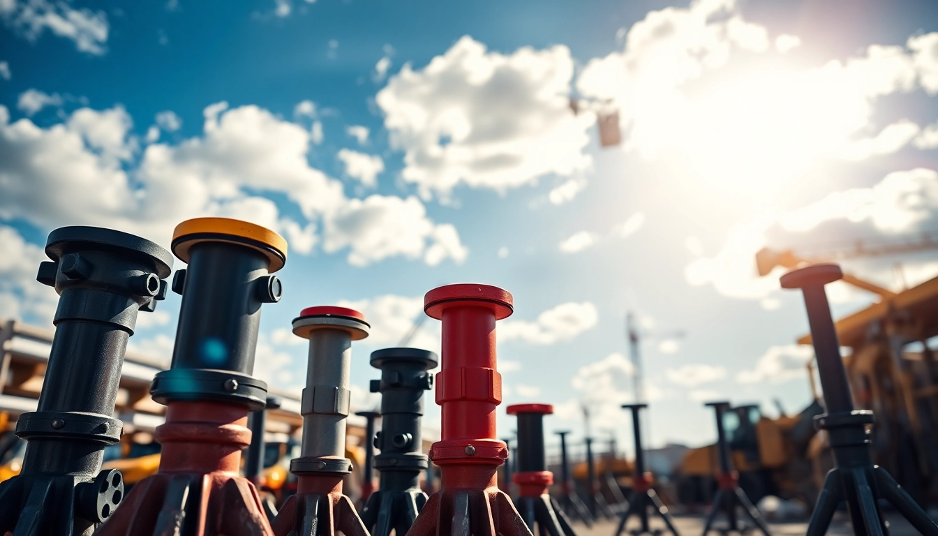 Assessing pipe stands amidst a construction site, emphasizing adjustable features and resilience.