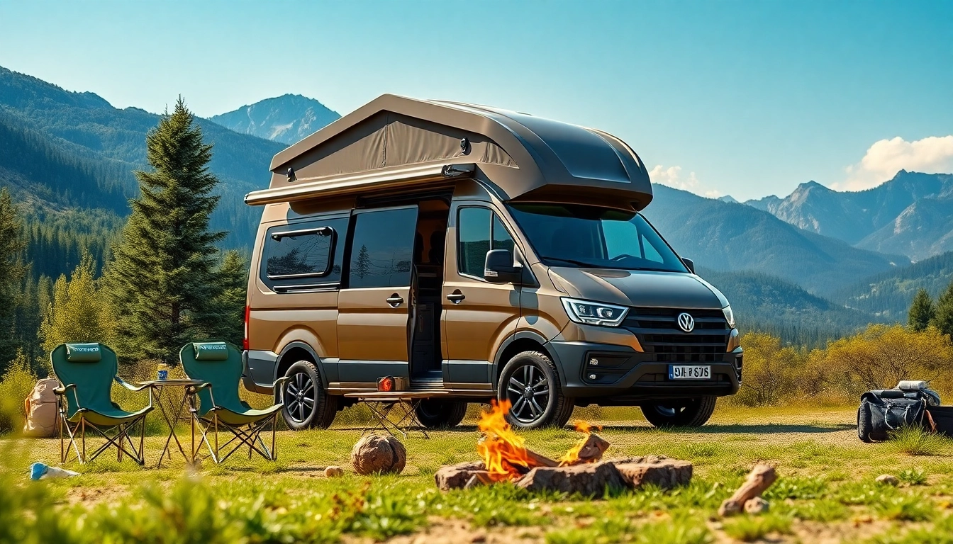 Transform your adventures with JRP Campers, showcasing a sleek camper van in nature.