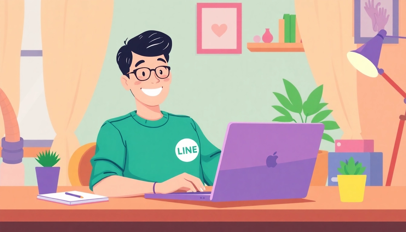 Engage with line電腦版下載 on a laptop, showcasing a user-friendly interface and vibrant app features.