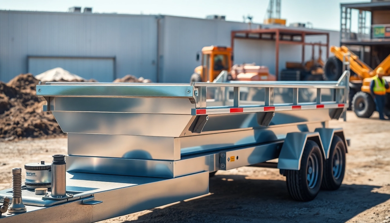 Find a reliable dump trailer for sale near me with sturdy build and features in an industrial setting.