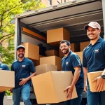 Bronx movers efficiently loading a moving truck in the Bronx with friendly team spirit.