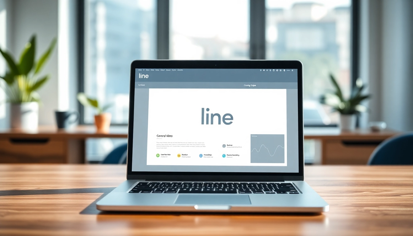Access the line电脑版下载 app interface on a stylish laptop in a modern workspace.