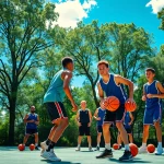 Training session at Takeover Basketball Academy showcasing youth players in high-energy drills.
