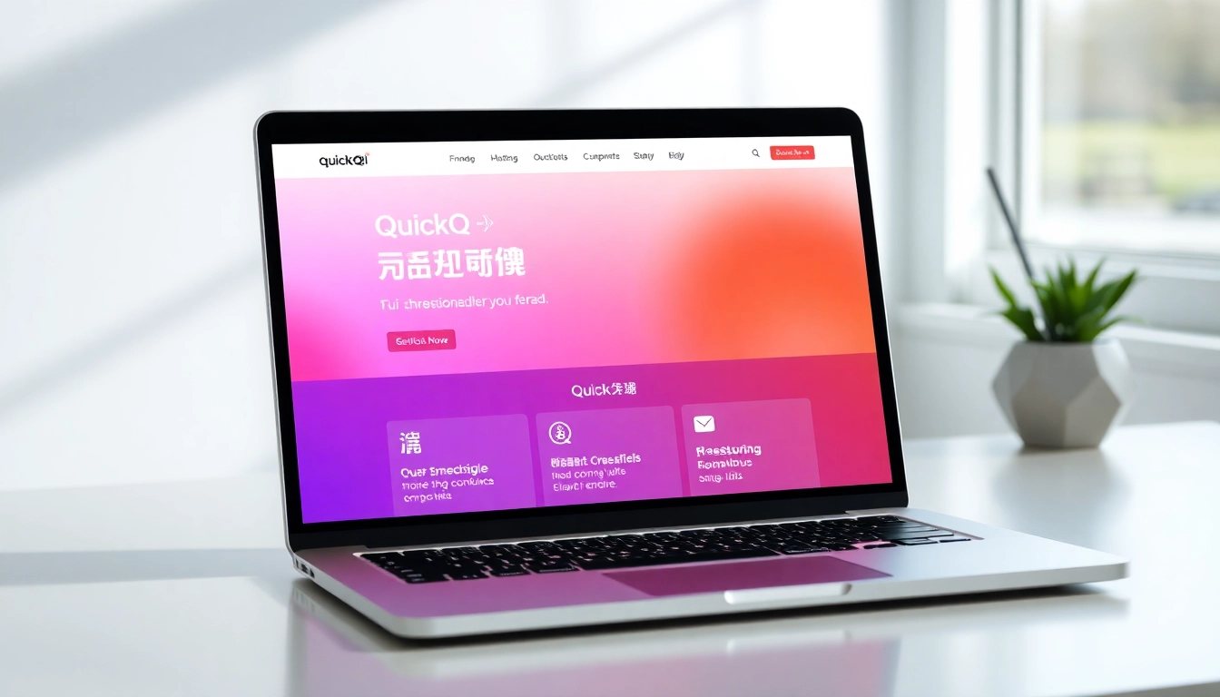 Enhance your knowledge of quickq官网 with an engaging view of its modern interface on a laptop.