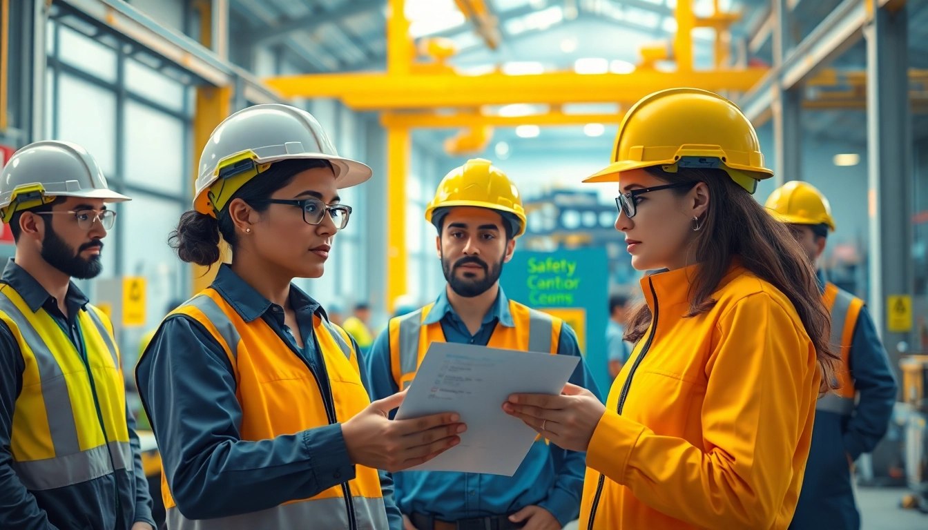 Nvq level 6 diploma in occupational health and safety examples showcased by a team of professionals assessing safety protocols.