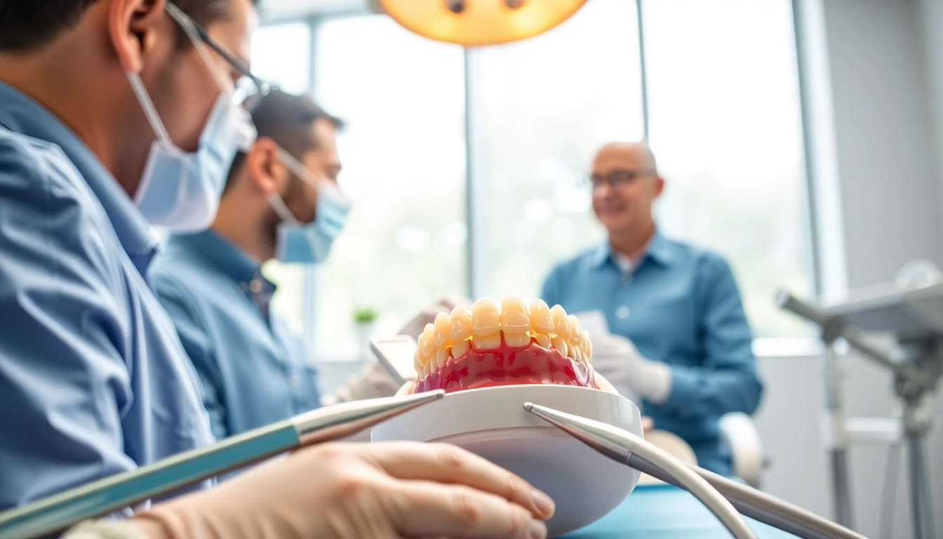 Bridges dental treatment showcasing a dentist and patient in a modern clinic.