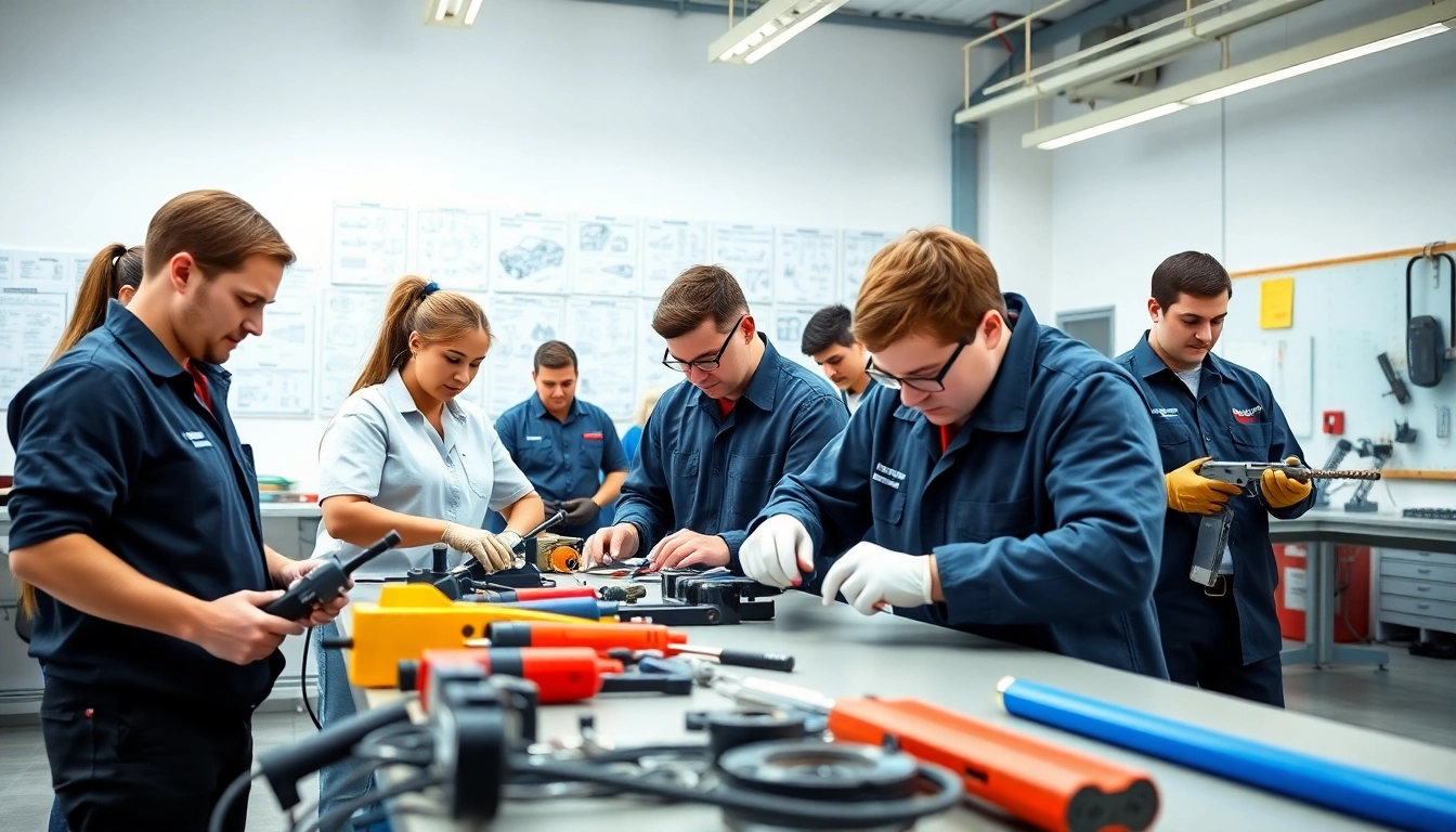 Students gaining hands-on experience in trade school Knoxville TN through practical training activities.