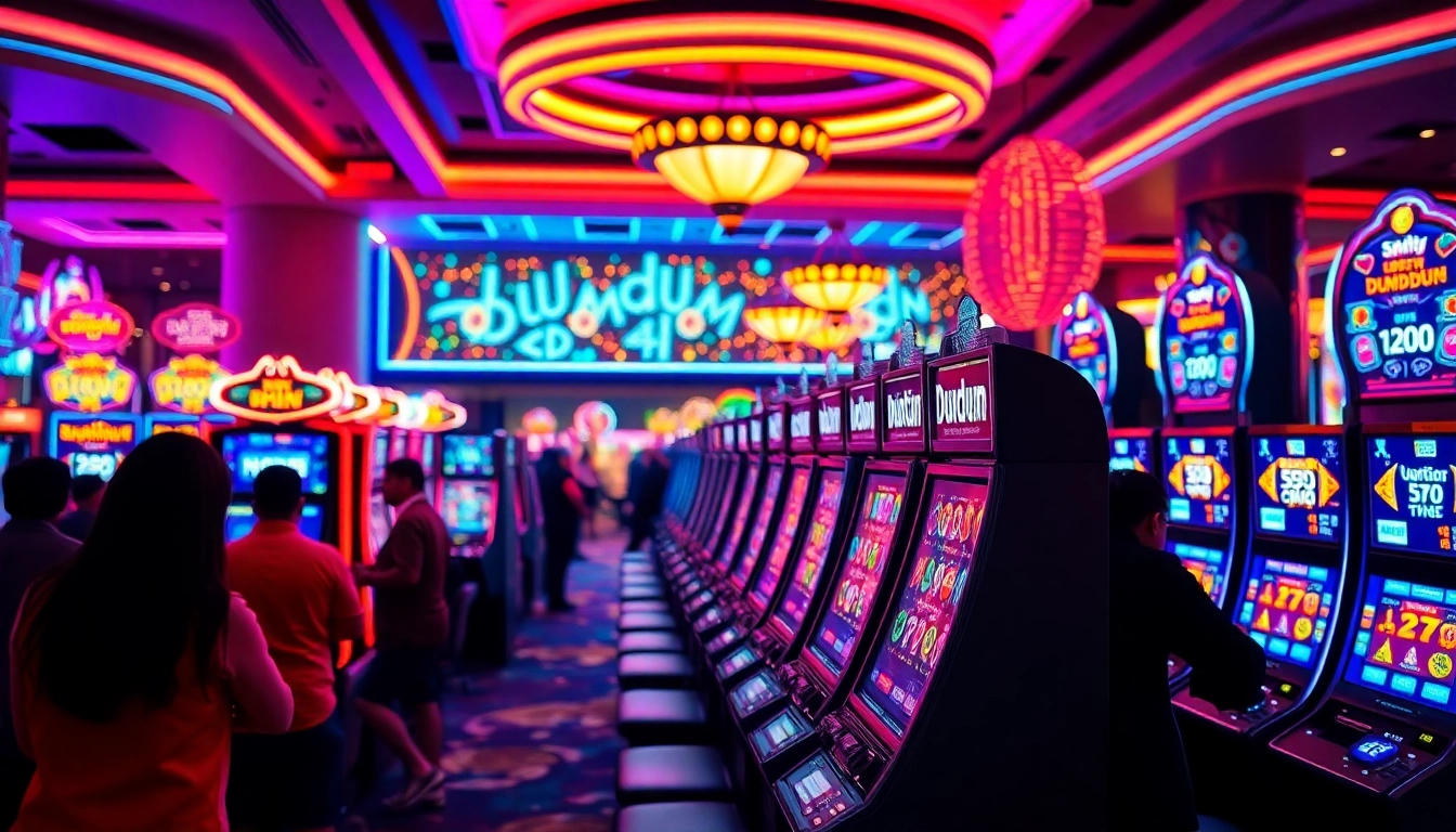 Putaran di mesin Dumdum 4D slot yang memikat, menampilkan suasana kasino yang energik.
