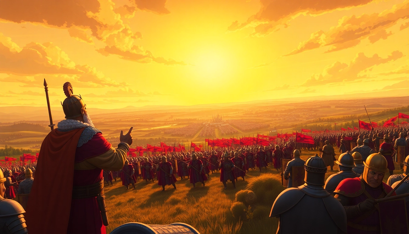 Engaging illustration of Warlords 2 download with medieval armies in a fantasy battlefield.