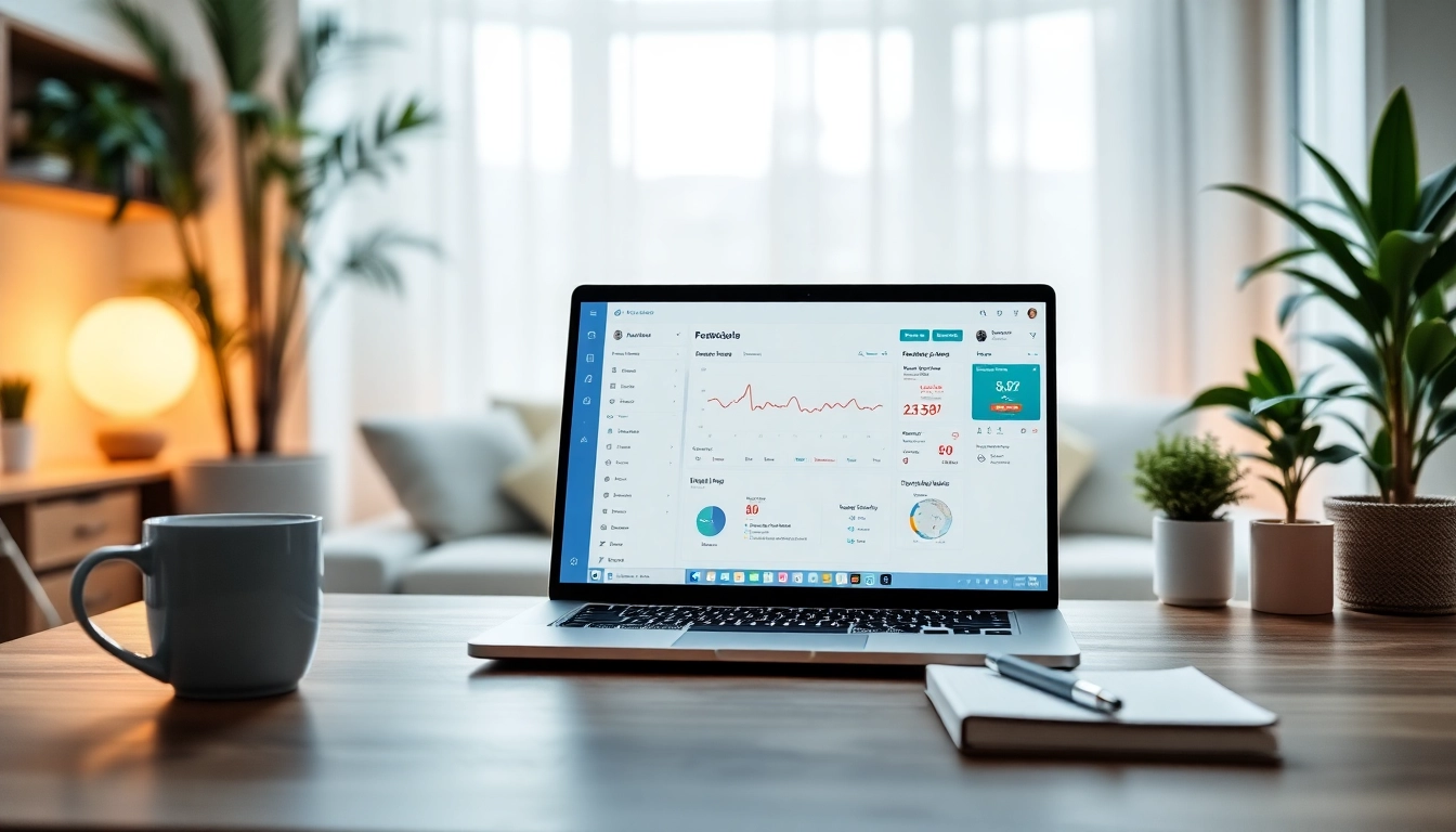 Showcasing an Airbnb automation tool on a sleek desk in a cozy environment, enhancing productivity.
