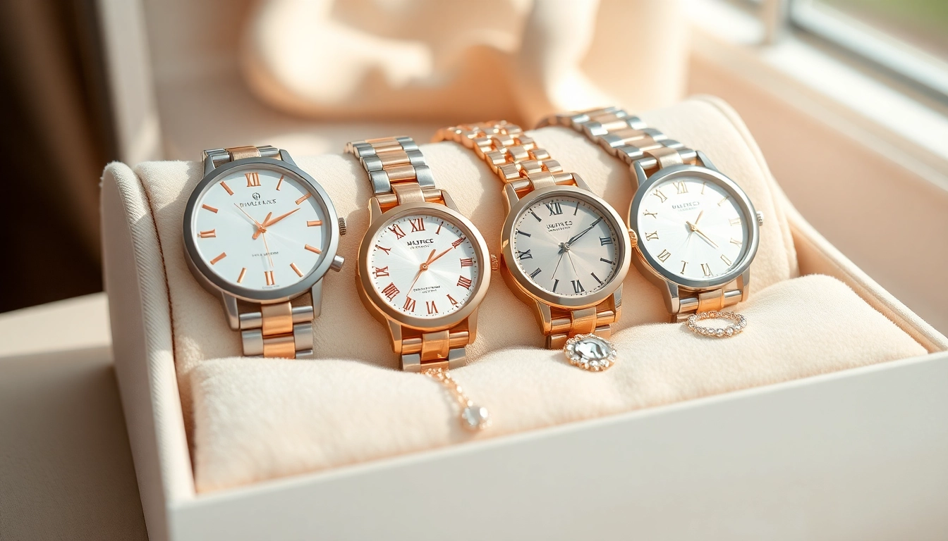 Stilvolle Damen Armbanduhren in verschiedenen Designs und Farben präsentieren Eleganz und Klasse.