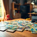 Showcase Pokémon cards in India with a vibrant collection on display in a gaming setup.