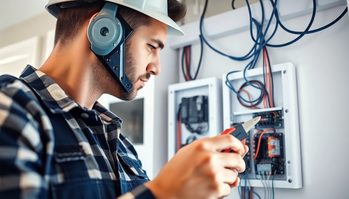 Enhancing Electrical Service with a skilled electrician performing wiring installation.