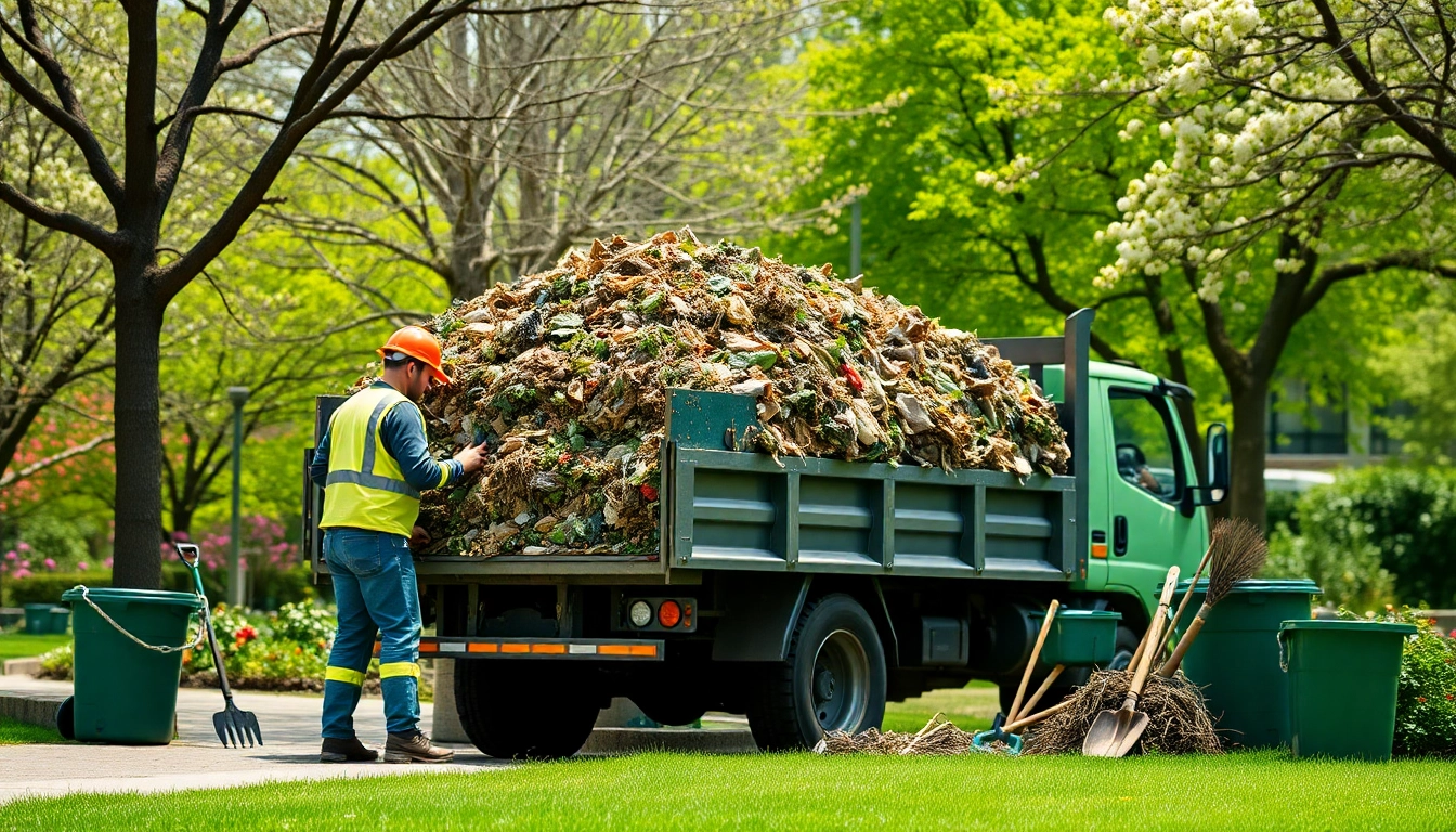 Optimize your garden waste collection service by showcasing an engaged team sorting organic waste.