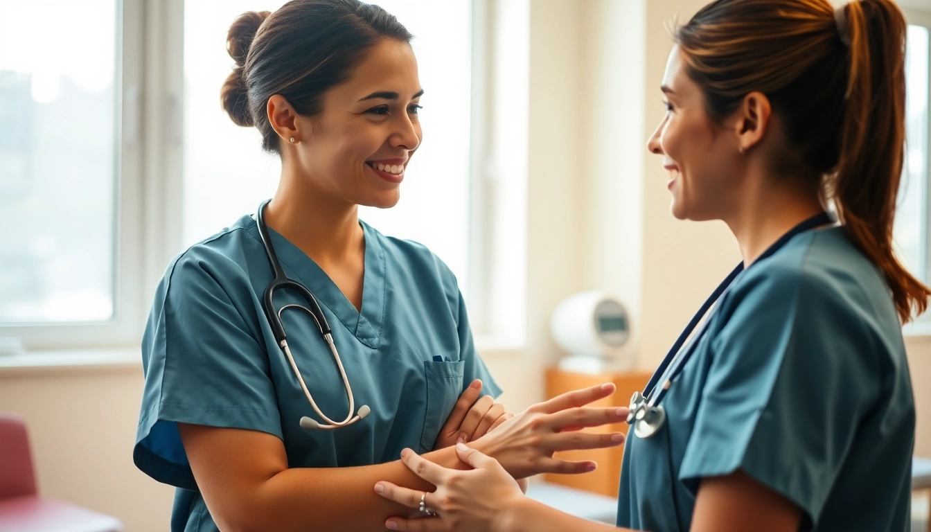 Nurses discussing the VDAP Program support system in a clinical setting.