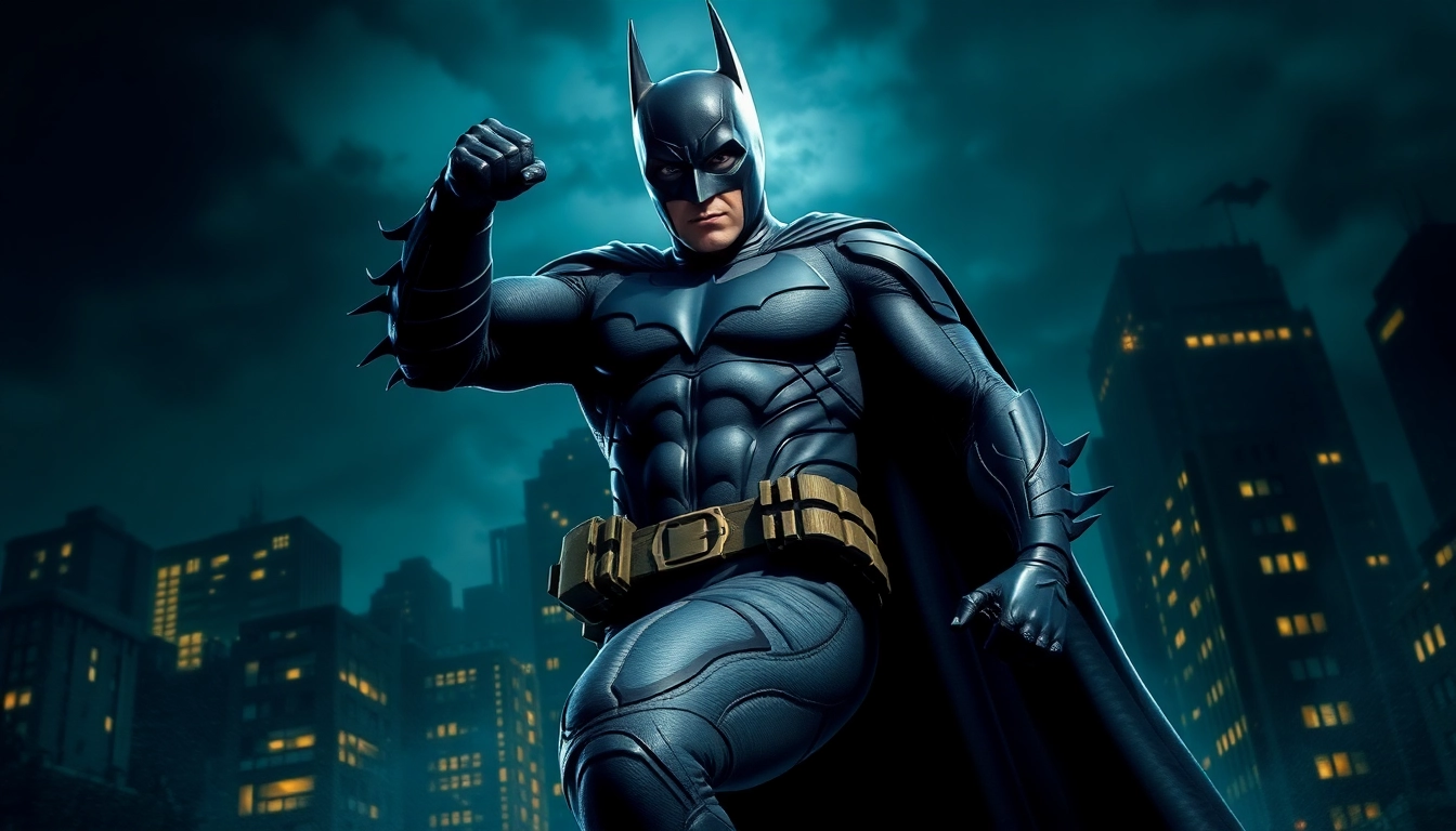 Game batman138 memperlihatkan karakter Batman dalam adegan aksi di kota Gotham yang gelap.