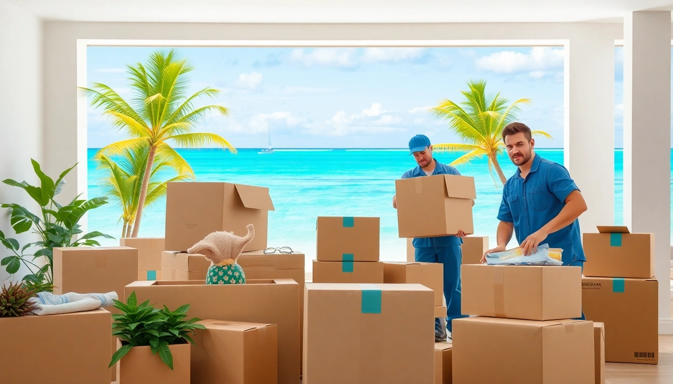 Packing services offered by Movers from Alaska to Hawaii in a bright tropical setting.
