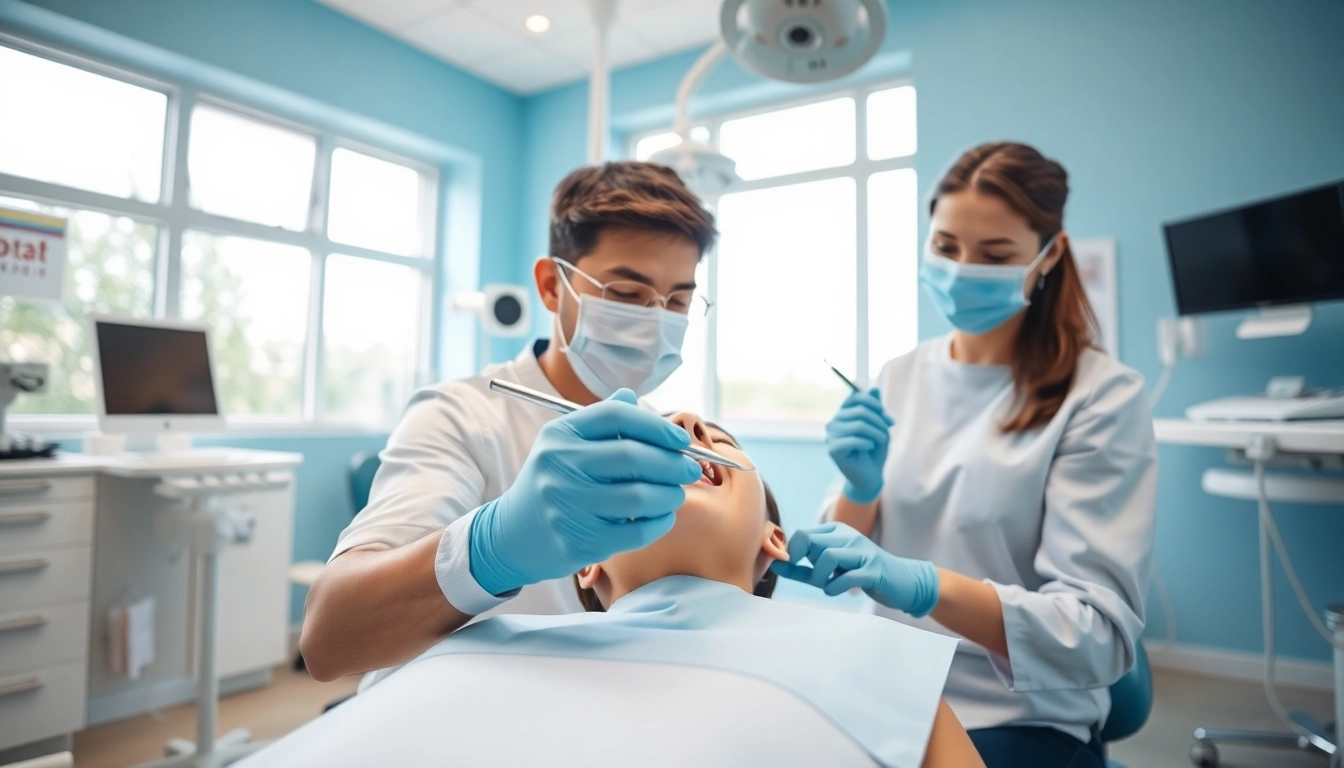 Focus on a professional dental cleaning showing a dentist at work, emphasizing dental cleanings.