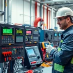 Conducting Electrical Equipment Testing with advanced instruments and safety gear in a professional setting.