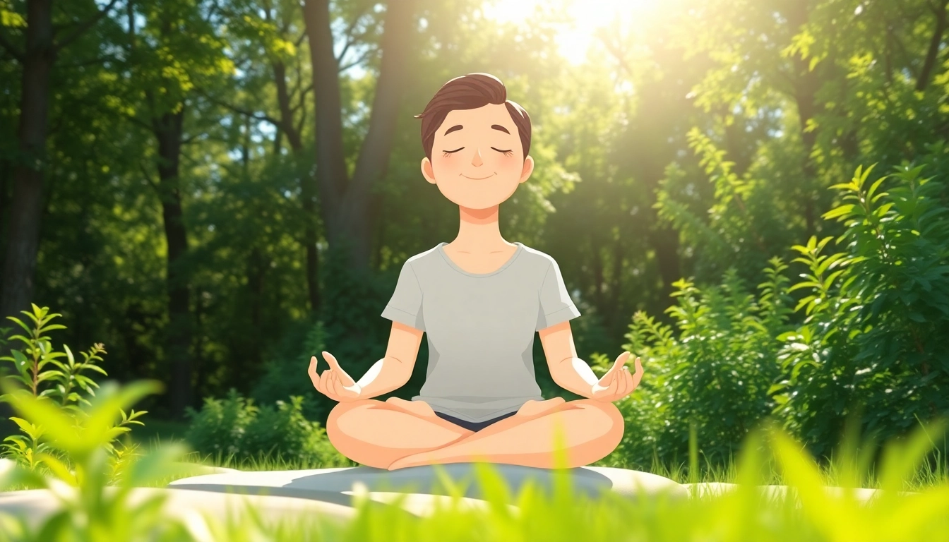 Mindful individual practicing relaxation techniques to manage dealing with anxiety in nature.