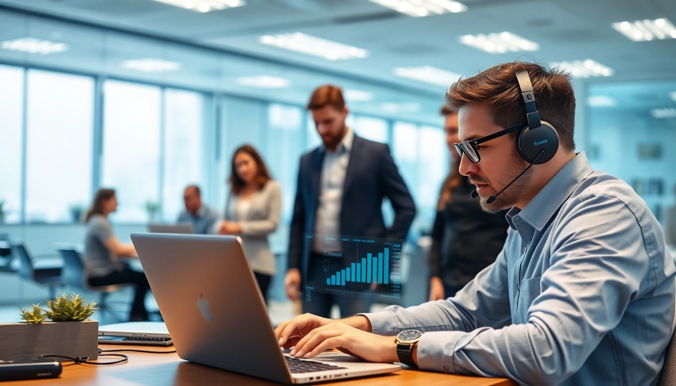 Providing managed it support with a focused team in a modern office setting.