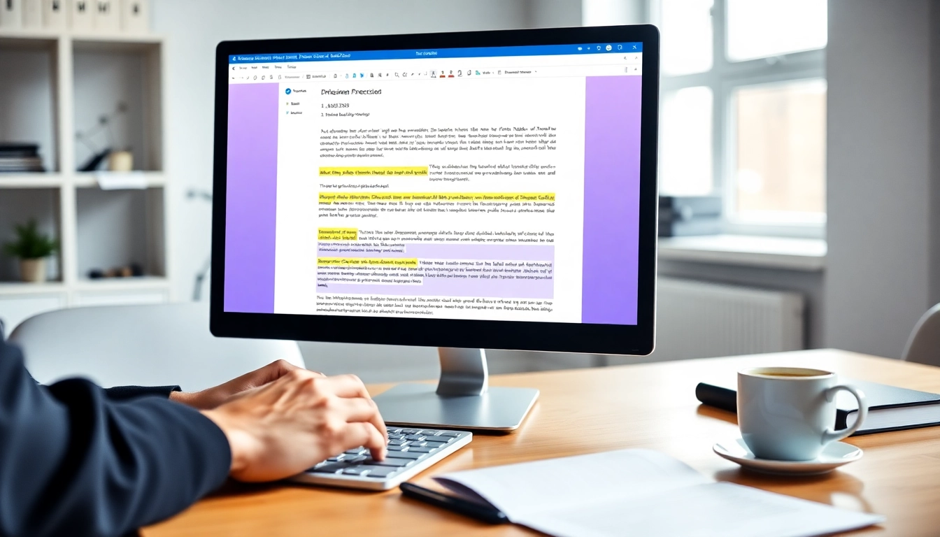 Use a plagiarism checker effectively on a modern computer interface with highlighted texts.