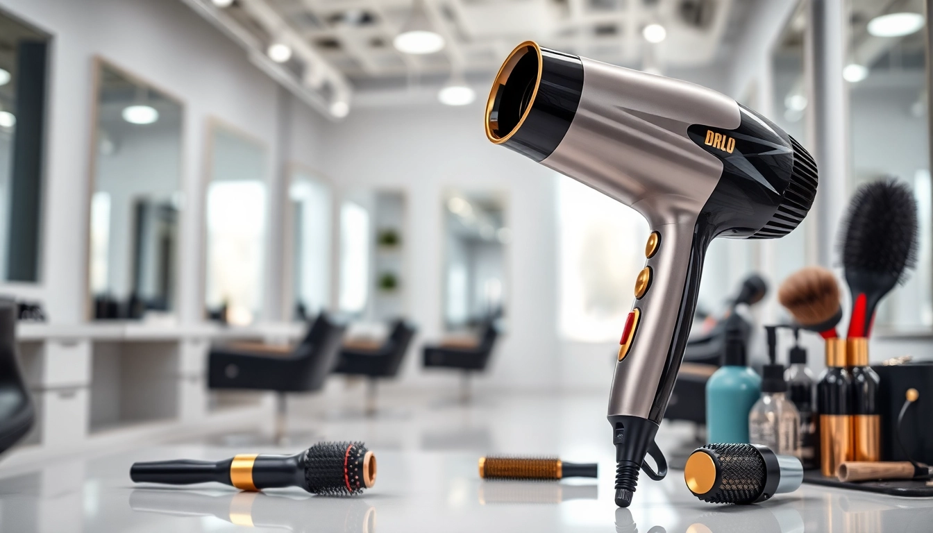 Experience the quality and design of the luxury hair dryer in a modern salon setting.