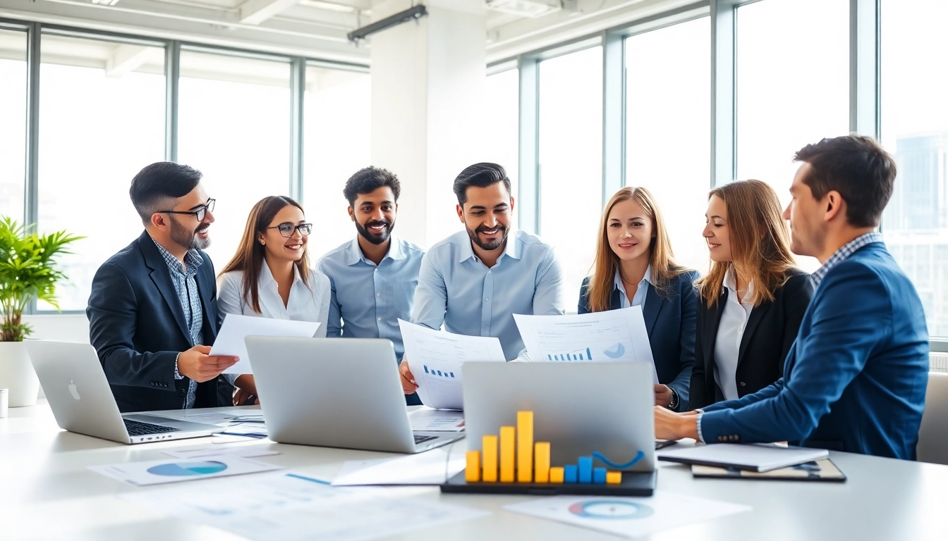 Consultants at Quickplus Business Consultants develop strategies in a professional office environment.