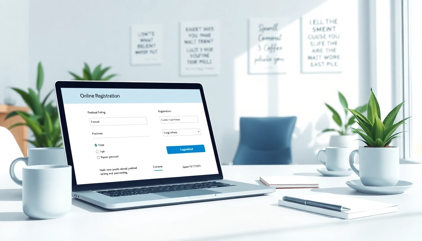 Isi formulir untuk dax69 daftar secara efisien dengan laptop modern di ruang kerja.