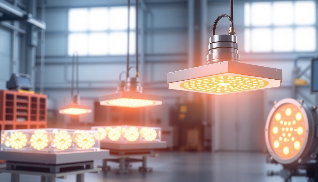 Efficient ir paint curing lamps heat surfaces quickly in an industrial setting.