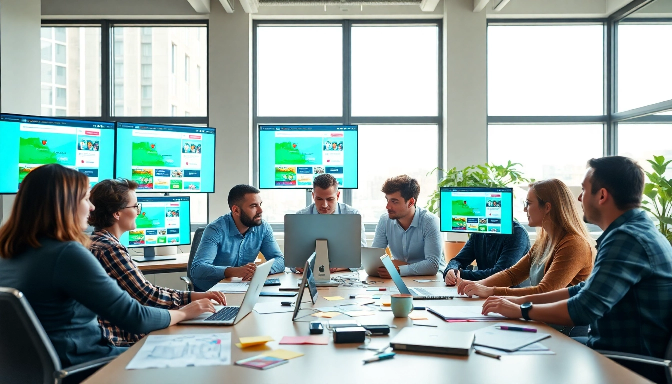 Showcasing web design companies in kansas city collaborating in a vibrant office.