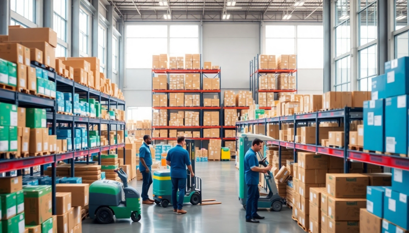 Streamline your fba wholesale vision with a vibrant e-commerce warehouse scene.